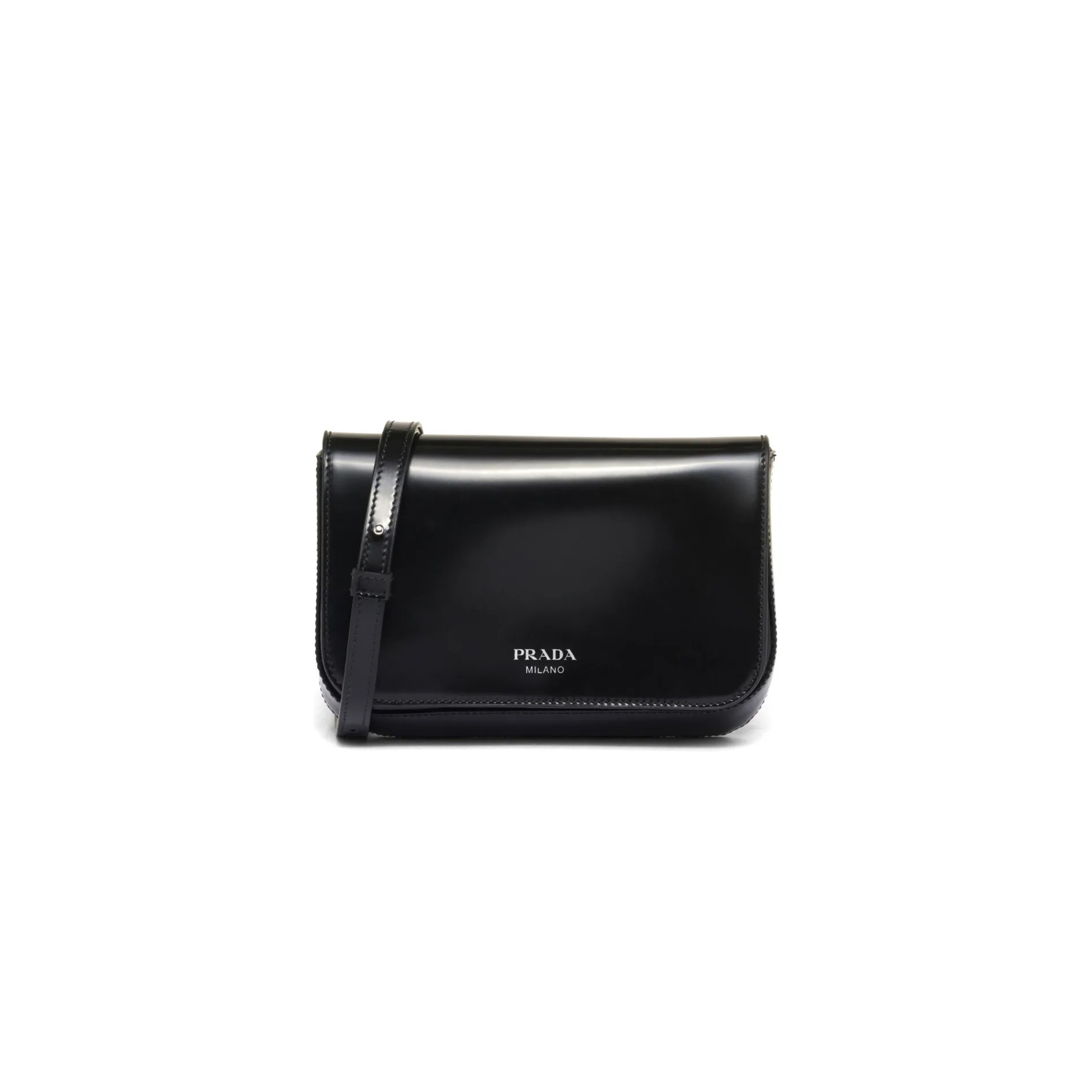 Pra*a logo-stamp brushed leather bag 2vd061 (18*12.5*2.5cm)